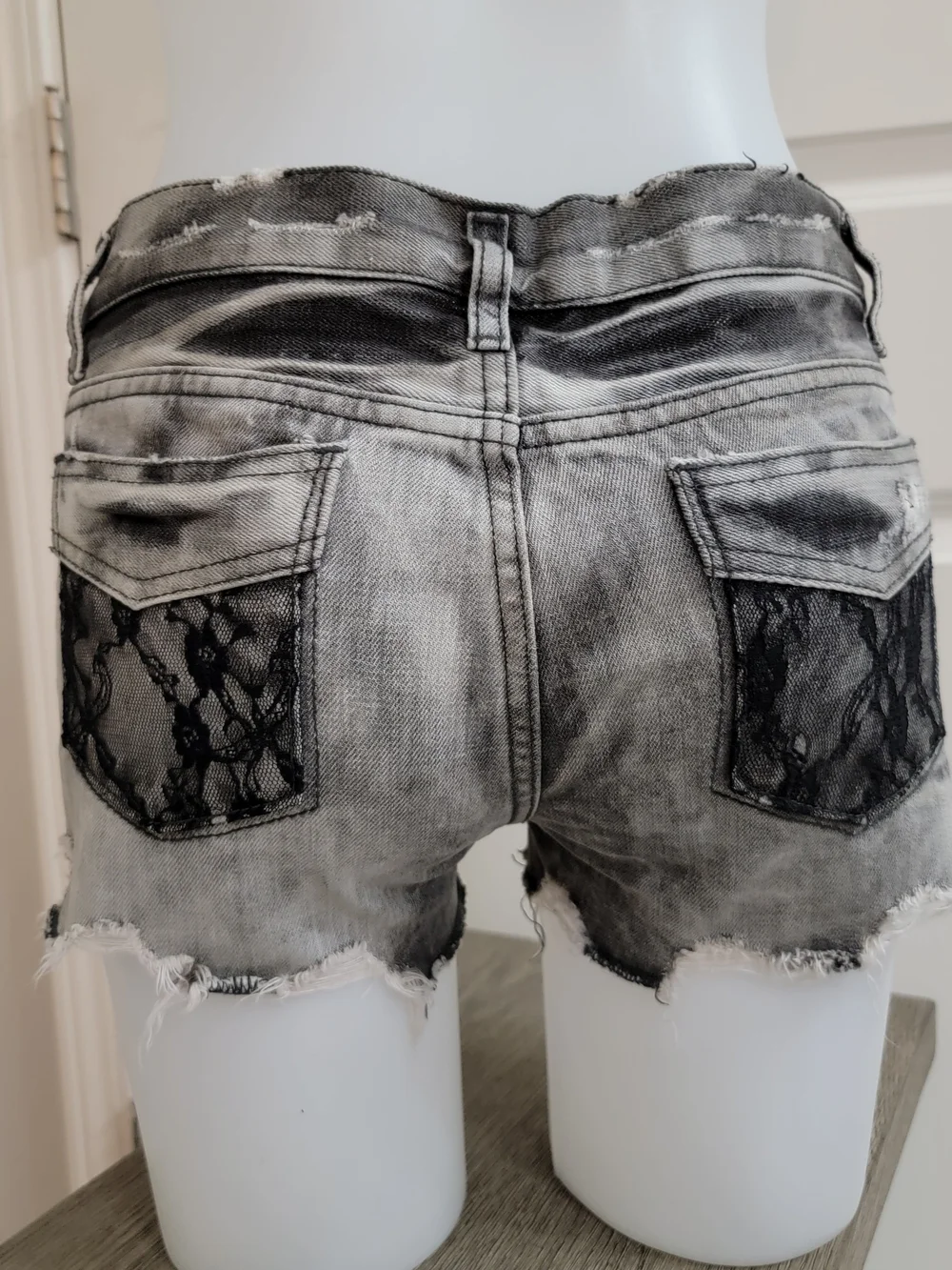 Distressed Grey Denim Women's Shorts